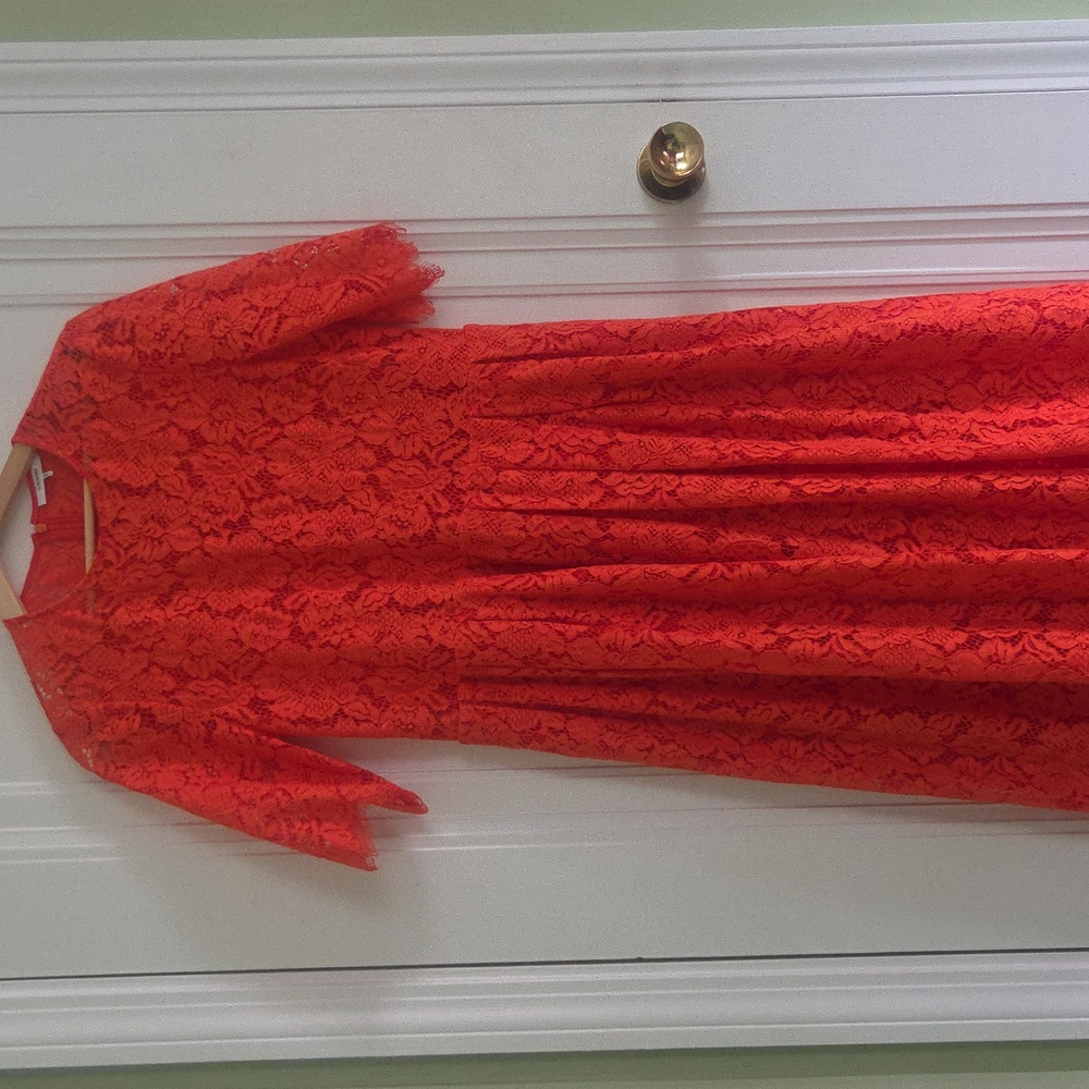 Ganni Bright Red Lace Top